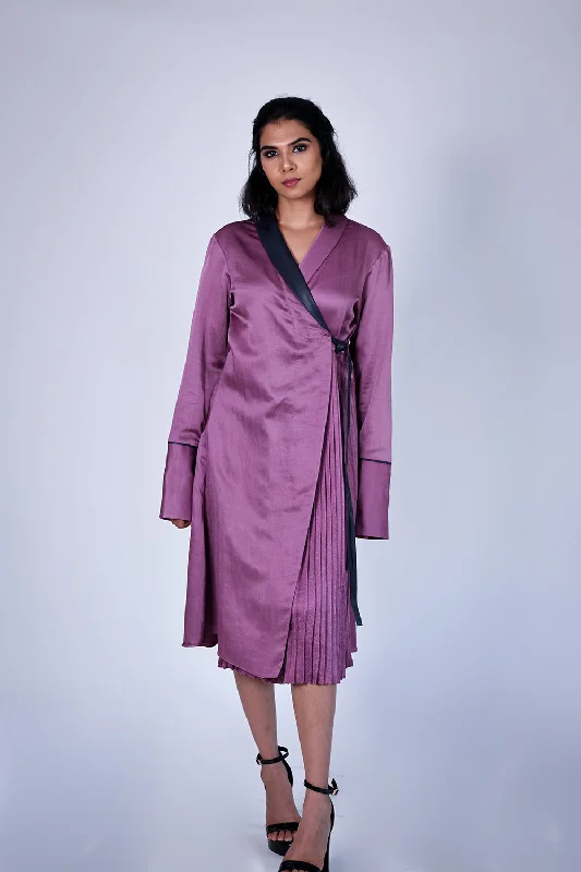 Shibori & Leather Blazer Dress Women's Elegant Jacket