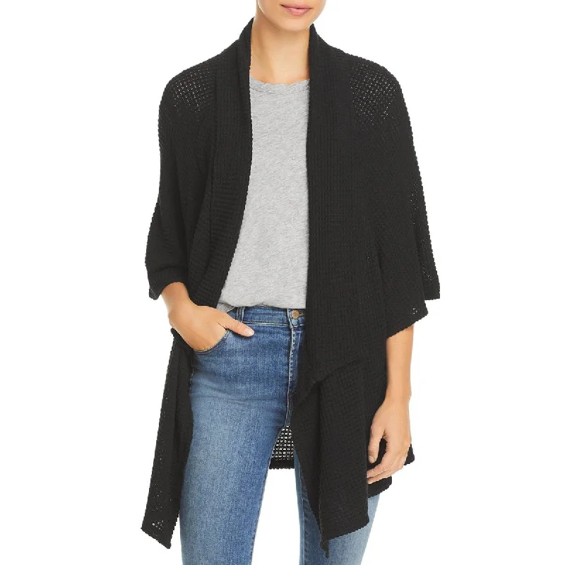 Status by Chenault Womens Knit Open Front Cardigan Top Spandex Rayon Corduroy