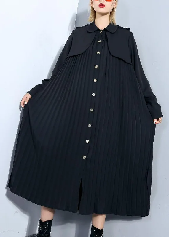 Unique black Plus Size trench coat Outfits patchwork pleated coat Bomber Denim Leather Unique black Plus Size trench coat Outfits patchwork pleated coat Bomber Denim Leather