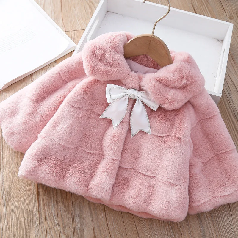 Baby Girls Bow Winter Coat Bodycon Sheath Shift
