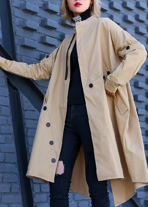 Elegant khaki Coat Women plus size medium length stand collar asymmetric coat Bomber Jacket Denim Jacket Leather Jacket Elegant khaki Coat Women plus size medium length stand collar asymmetric coat Bomber Jacket Denim Jacket Leather Jacket