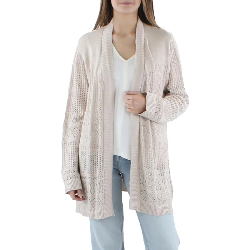 Belldini Womens Plus Crochet Cotton Cardigan Sweater Silk Blend Satin Velvet