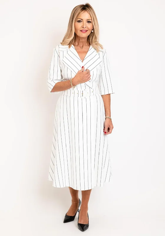 Coco Doll Marci Striped Blazer Dress, Cream & Navy Women's Premium Blazer