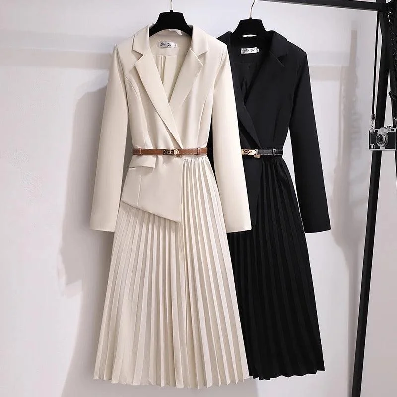 Nova Elegant Pleated Blazer Dress Fashion Women's Blazer