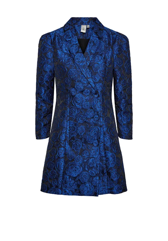Y.A.S Surfy Floral Embossed Blazer Dress, Black Women's Unique Blazer