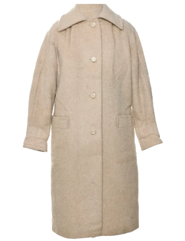 Single Breasted Wool Coat - L Cotton Linen Terry