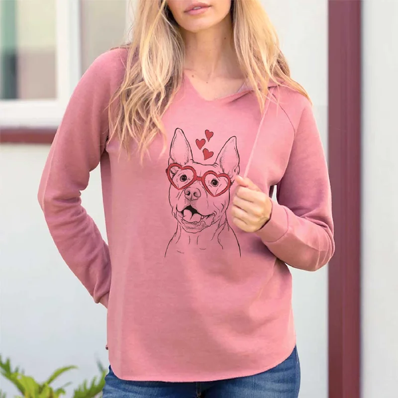 Valentine Harley the Pitbull - Cali Wave Hooded Sweatshirt Hoodie with Zipper Placket Modern Functional