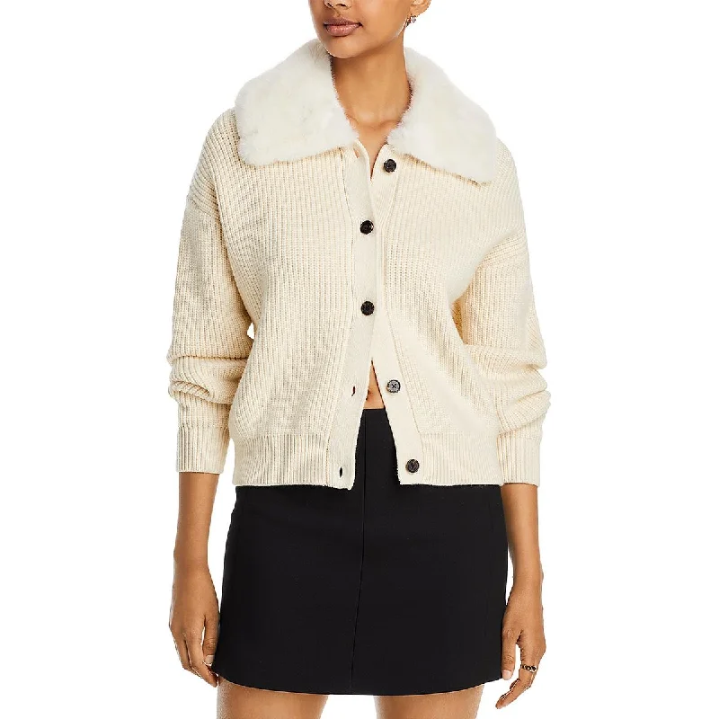 Rails Womens Esme Wool Blend Knit Cardigan Sweater Denim Fabric Leather Fabric Suede Fabric Rails Womens Esme Wool Blend Knit Cardigan Sweater Denim Fabric Leather Fabric Suede Fabric