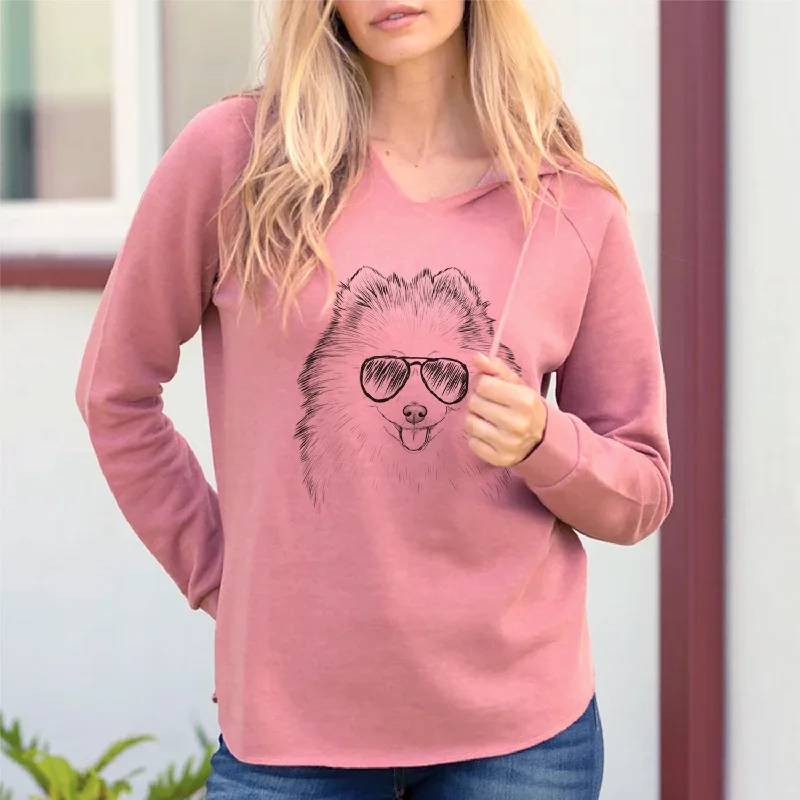 Aviator Piper Jo the Pomeranian - Cali Wave Hooded Sweatshirt Hoodie with Hidden Zipper Minimalist Clean Aviator Piper Jo the Pomeranian - Cali Wave Hooded Sweatshirt Hoodie with Hidden Zipper Minimalist Clean