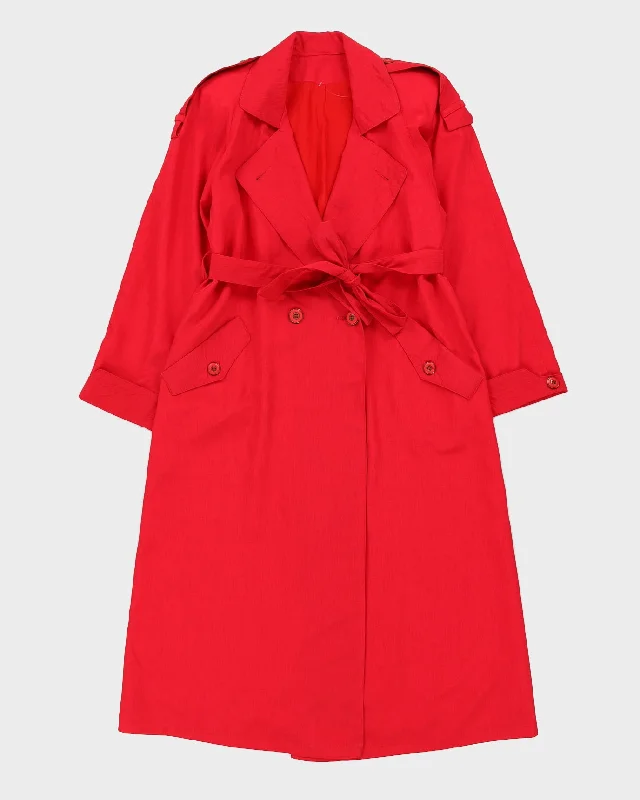 Vintage 1980s Pink Trench Coat - L Cape Coat Herringbone Coat Tweed Coat