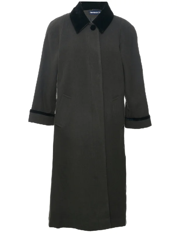 Single Breasted Wool Coat - L Striped Polka Dot Floral