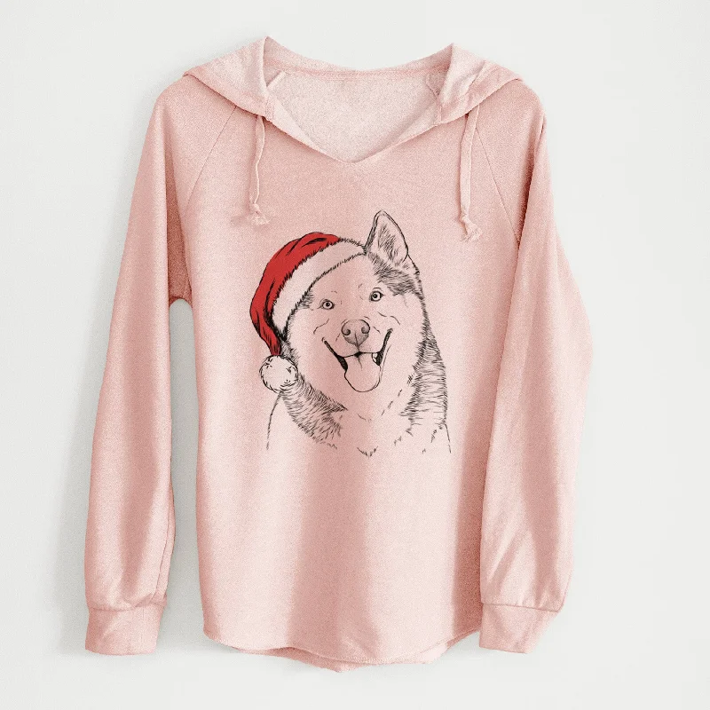 Santa Teak the Siberian Husky - Cali Wave Hooded Sweatshirt Hoodie with Fur Luxurious Winter Santa Teak the Siberian Husky - Cali Wave Hooded Sweatshirt Hoodie with Fur Luxurious Winter