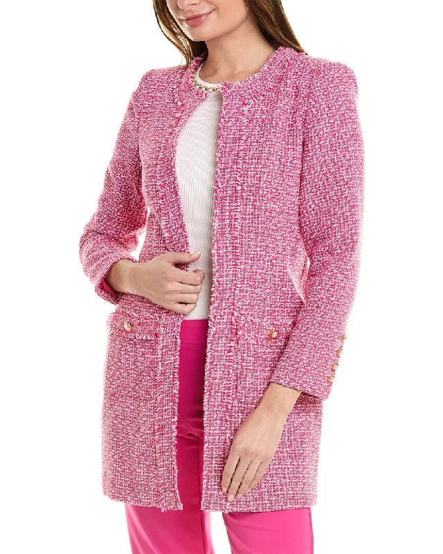 Nanette Nanette Lepore Tweed Coat Faux Fur Real Fur Shearling