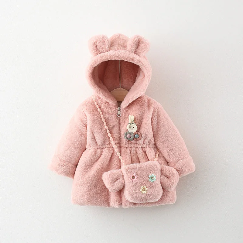 Baby Girl Rabbit Squinted Embroidered Coat Cardigan Sweater Pullover