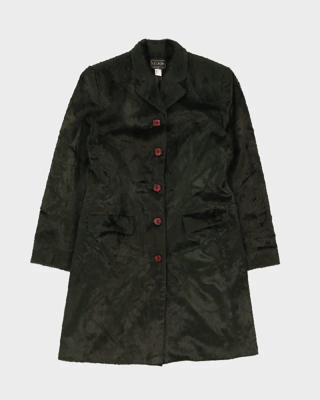 Louben Green Faux Fur Coat - S Turtleneck Jacket Crew Neck Jacket V-Neck Jacket