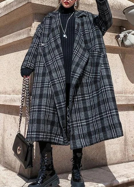 Style plaid Plus Size clothes Neckline Square Collar pockets fall women coats Cuffed Rolled Raglan Style plaid Plus Size clothes Neckline Square Collar pockets fall women coats Cuffed Rolled Raglan