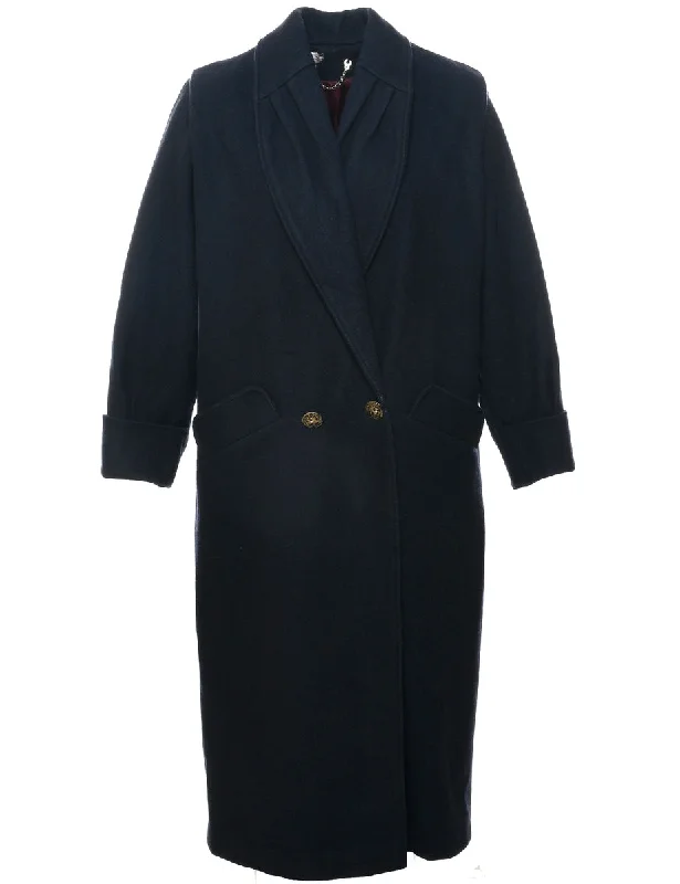 Double Breasted Wool Coat - L Jersey Tulle Batik