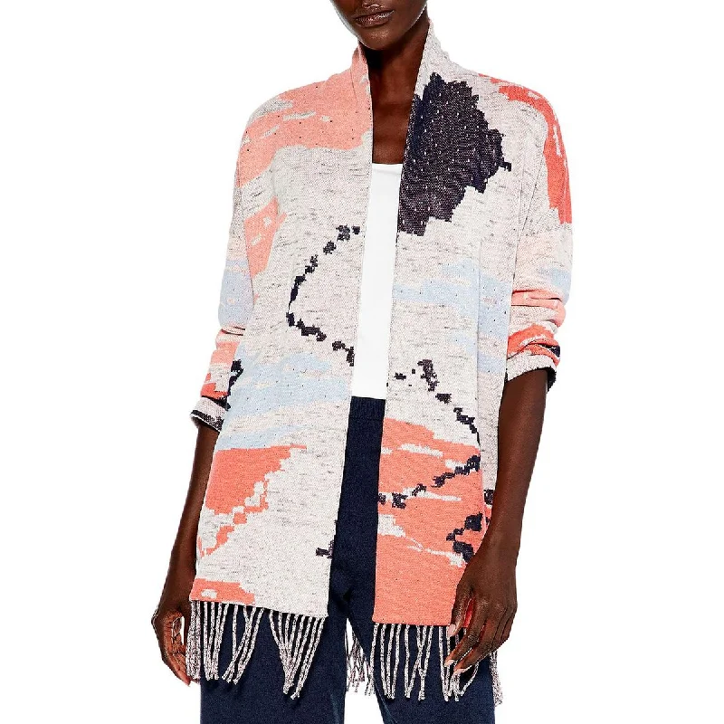 Nic + Zoe Womens Fringe Open Front Cardigan Sweater Asymmetrical,ymmetric Pencil Cardigan
