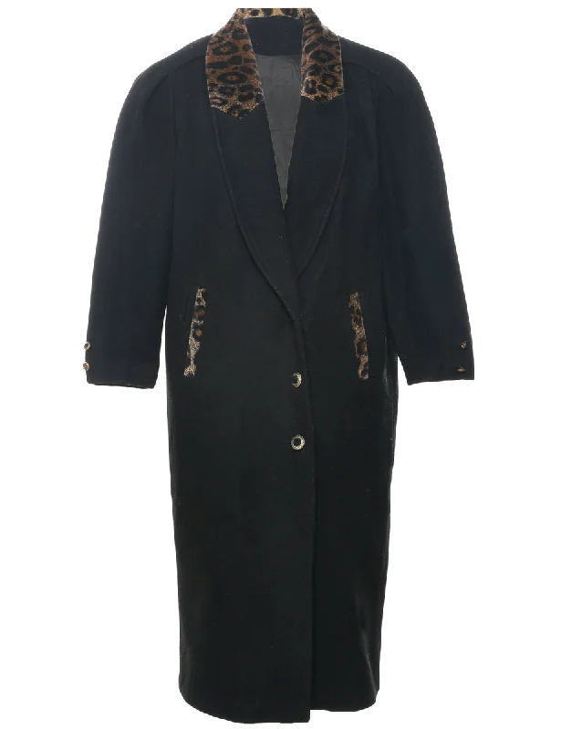 Single Breasted Wool Coat - L Collared Crew Neck Turtle Neck