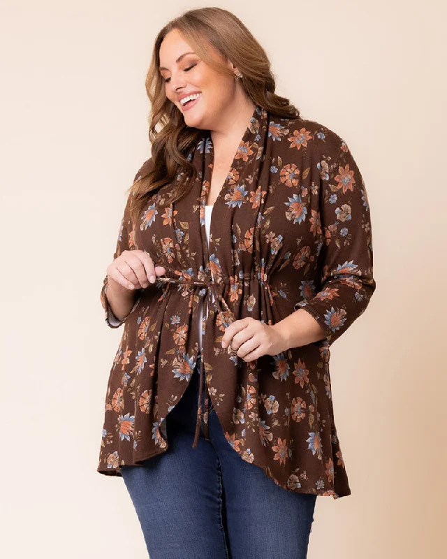 Lori Drawstring Cardigan - Sale! Notch Collar Peter Pan Collar Cowl Neck