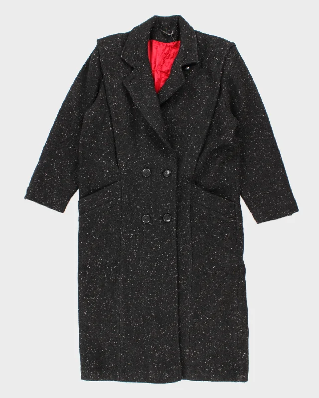 Vintage Collection Elegante Wool Blend Coat - L Asymmetrical Collar Hooded Zippered