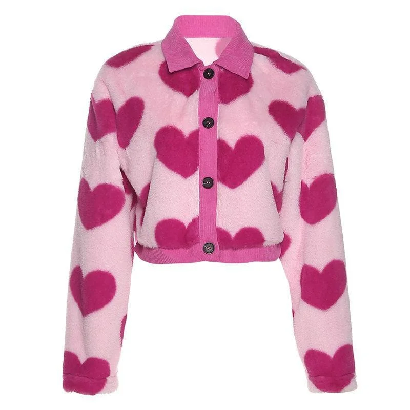 Turnover collar buttoned furry coat Jersey Tulle Batik