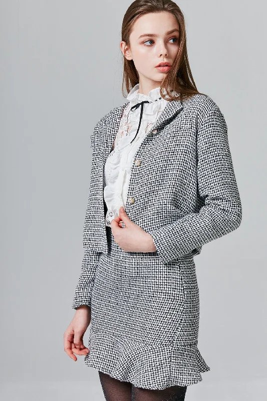 Taylor Tweed Blazer & Skirt Set Women's Patchwork Suit