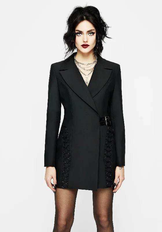 Torrid Lace up Panelled Blazer Dress Women's Solid Blazer