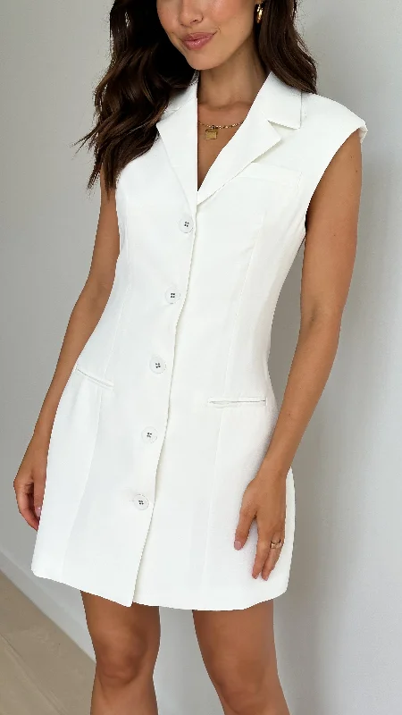 Tayli Blazer Dress - White Women's Vintage Suit