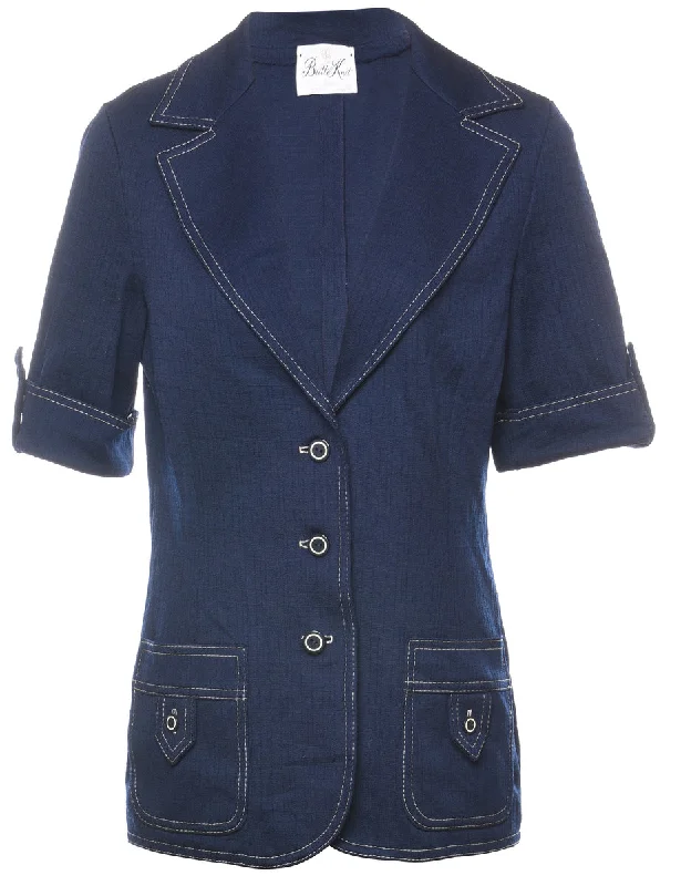 Navy & White Blazer - M Women's Premium Blazer