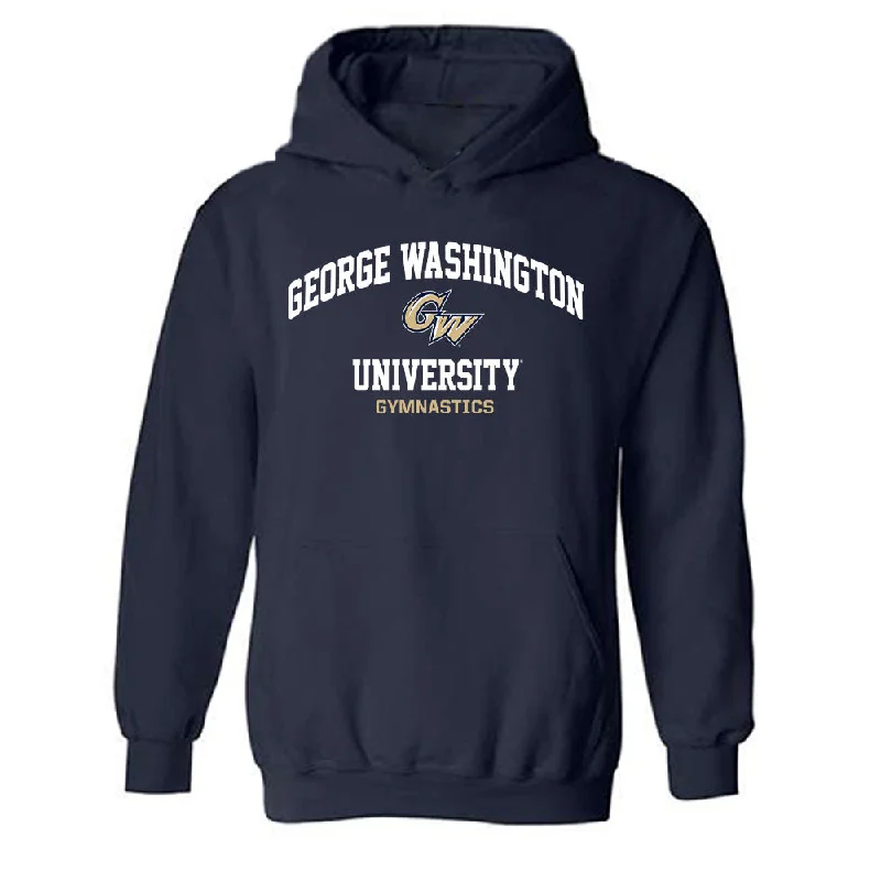 GWU - NCAA Women's Gymnastics : Maya Peters - Classic Fashion Shersey Hooded Sweatshirt Hoodie with Color Block Contrast Stylish