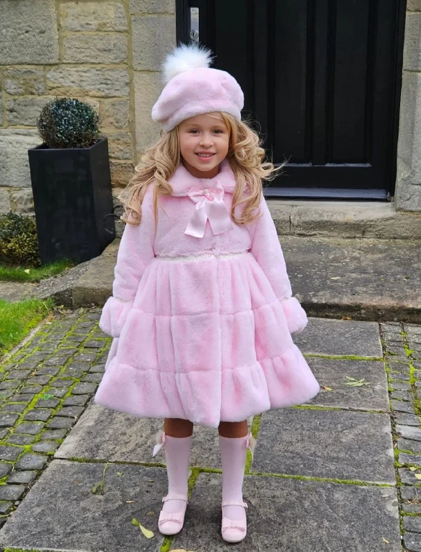 Pink Soft Faux Fur Coat Anorak Windbreaker Fleece
