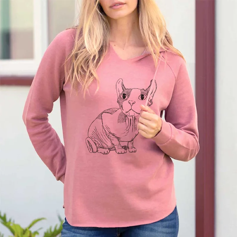 Doodled Bug the Sphynx - Cali Wave Hooded Sweatshirt Hoodie with V-Neck Classic Versatile Doodled Bug the Sphynx - Cali Wave Hooded Sweatshirt Hoodie with V-Neck Classic Versatile