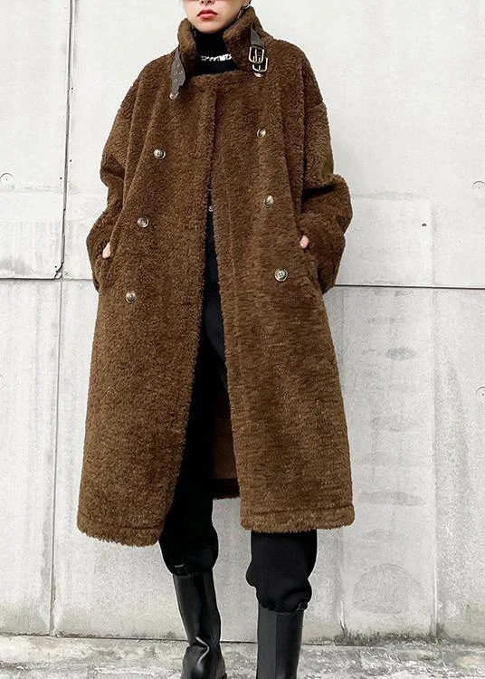 Elegant chocolate woolen coats Winter coat lapel pockets coats Stand-Up Roll-Neck Turtle Elegant chocolate woolen coats Winter coat lapel pockets coats Stand-Up Roll-Neck Turtle
