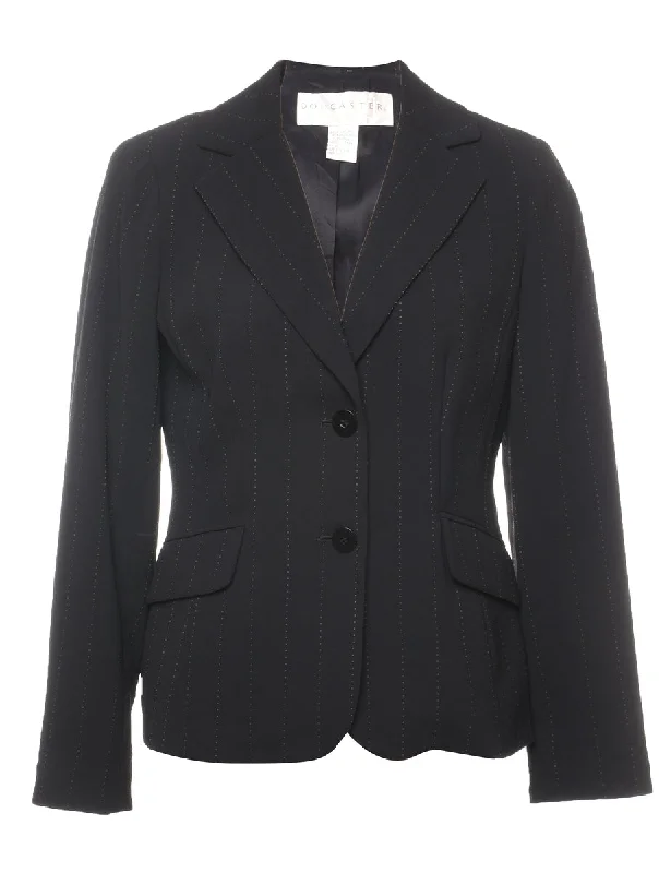 Doncaster Black Classic Pinstriped Blazer - M Women's Fashion Blazer