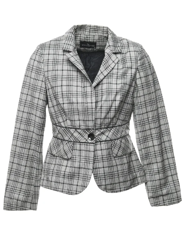 Checked Grey Blazer - S Women's Classic Blazer