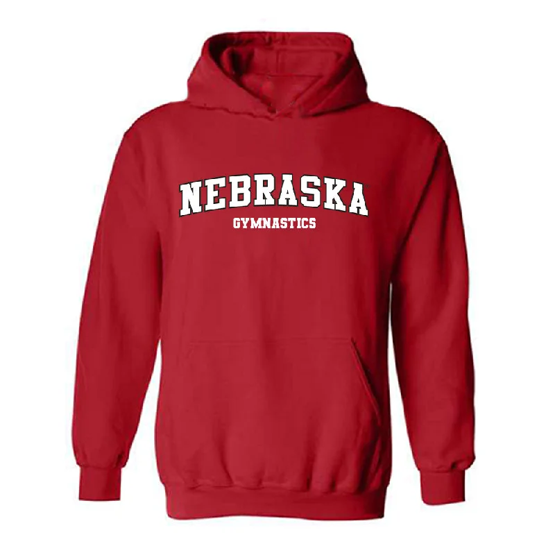 Nebraska - NCAA Women's Gymnastics : Isabel Sikon - Replica Shersey Hooded Sweatshirt Hoodie with Half-Zip Sporty Casual Nebraska - NCAA Women's Gymnastics : Isabel Sikon - Replica Shersey Hooded Sweatshirt Hoodie with Half-Zip Sporty Casual