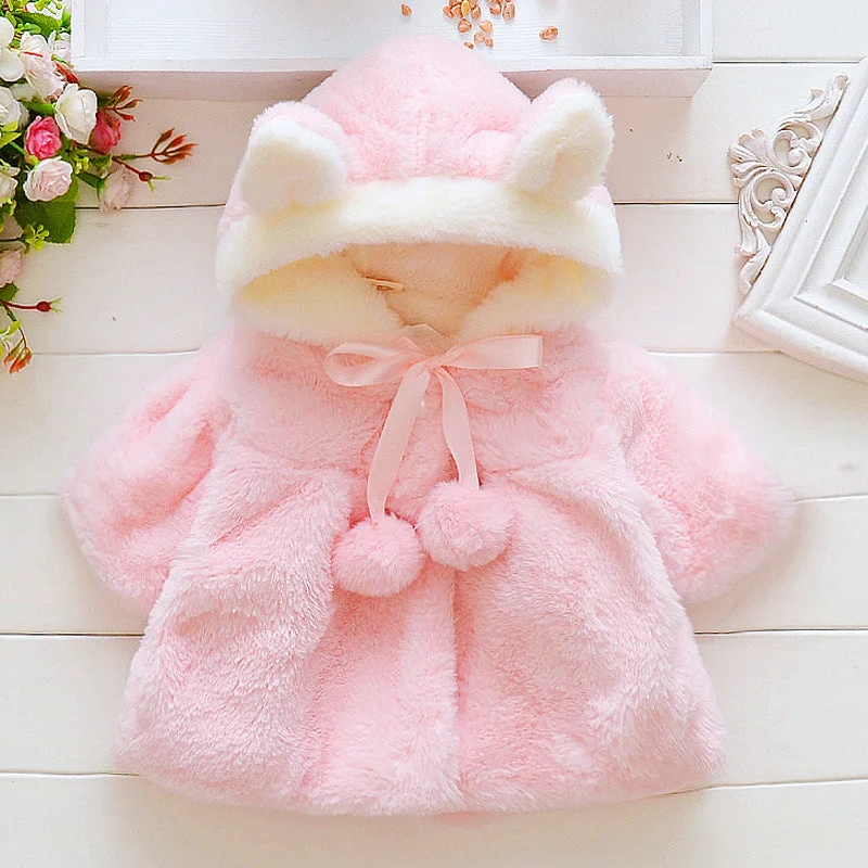 Cute Baby Girls Winter Coat Elasticated Drawstring Belted