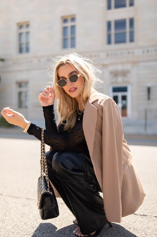 Back In Business Camel Long Blazer FINAL SALE Women's Party Jacket