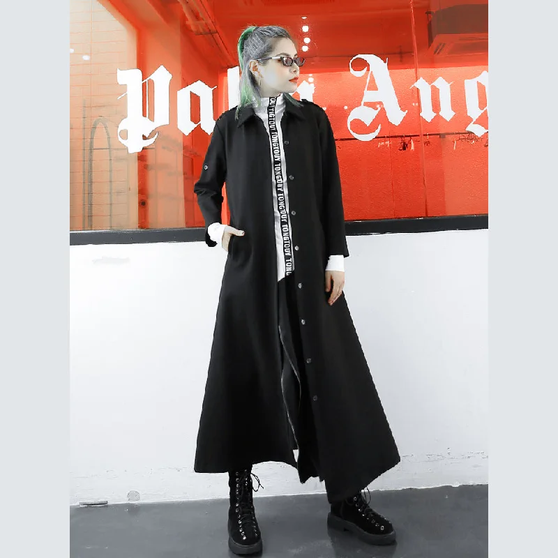 Elegant black Coat plus size lapel 2018 long sleeve long coat Peter Pan Collar Cowl Neck Turtleneck Elegant black Coat plus size lapel 2018 long sleeve long coat Peter Pan Collar Cowl Neck Turtleneck
