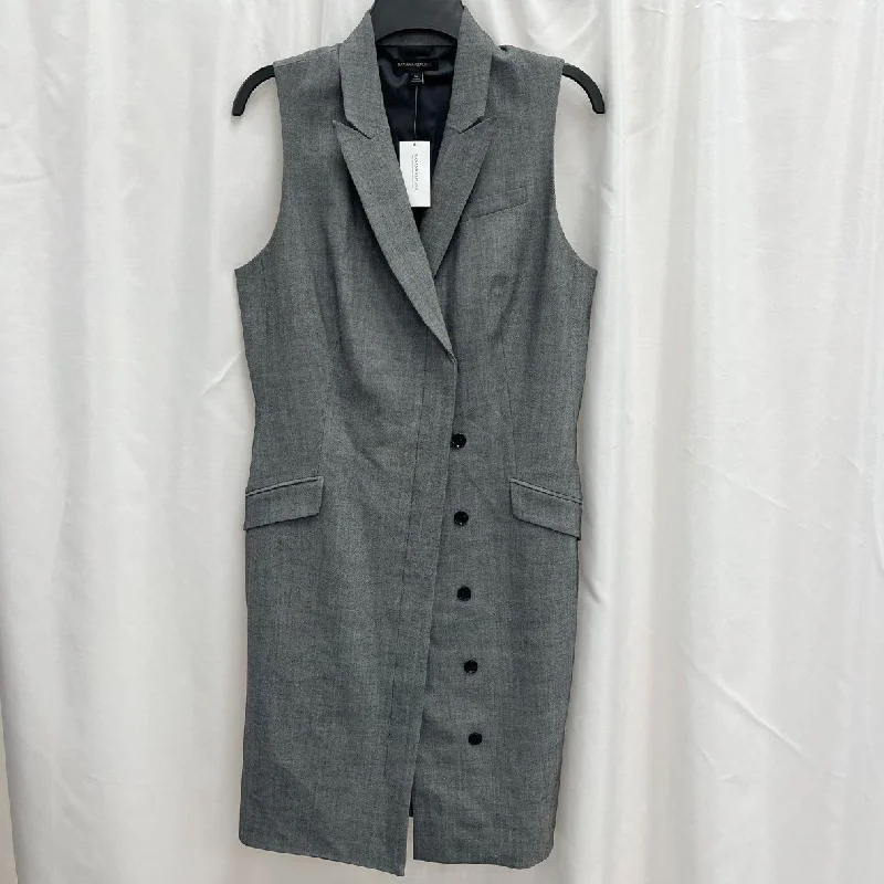 NWT Wmns BANANA REPUBLIC Wool Sleeveless Blazer Slit Button Dress Gray Sz 12 Women's Fashion Blazer
