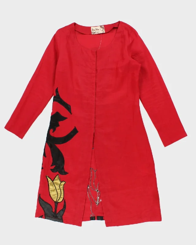 Vintage Rose Filles Embroidered Light Coat - M Sleeveless Short Sleeve Long Sleeve