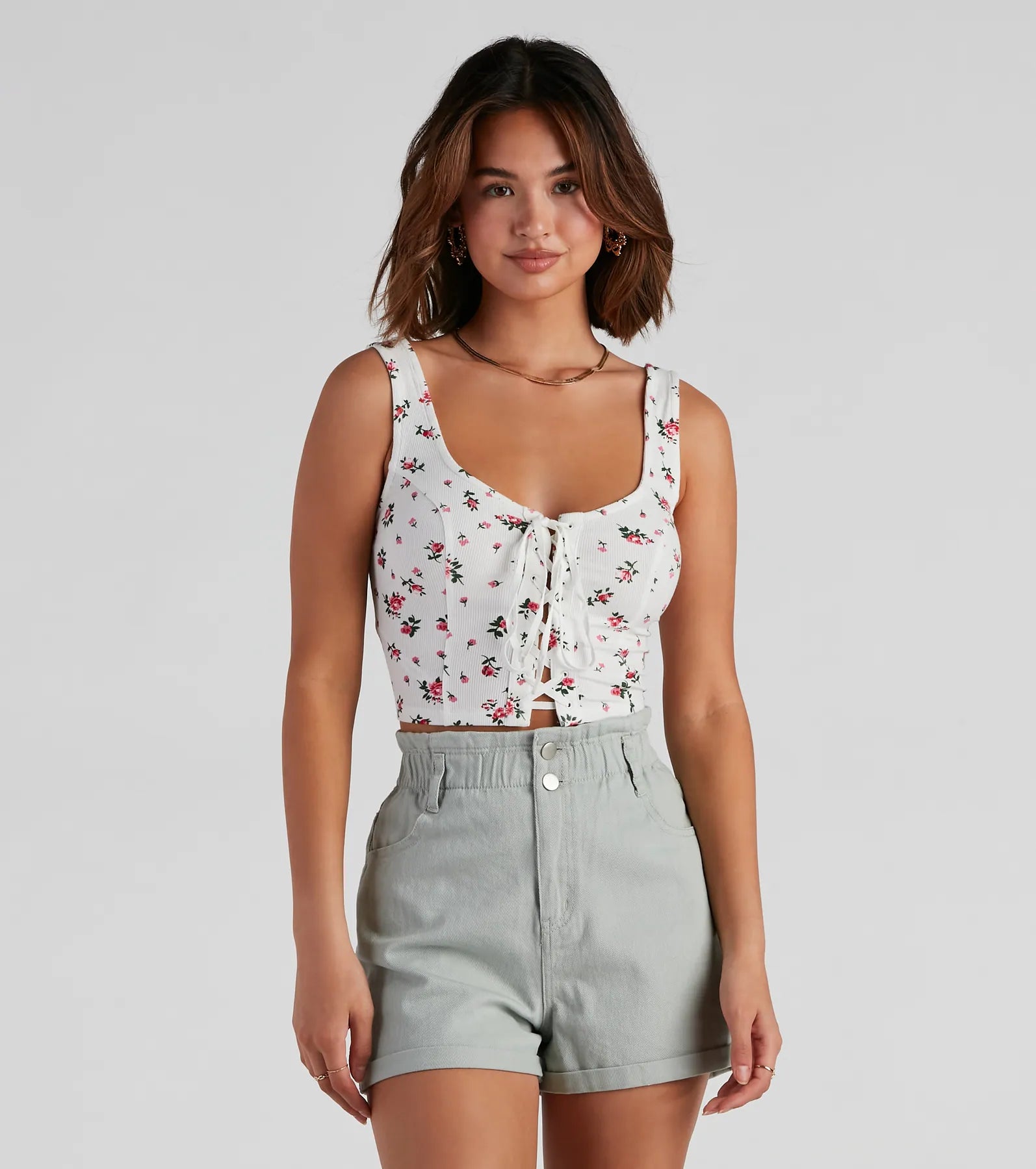 Playing Favorites Lace-Up Tank Top lemon yellow tank