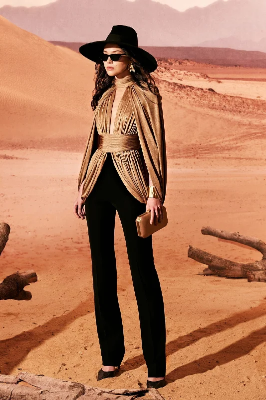 Open sleeves bodice paired with trousers Trousers Fleece Cozy