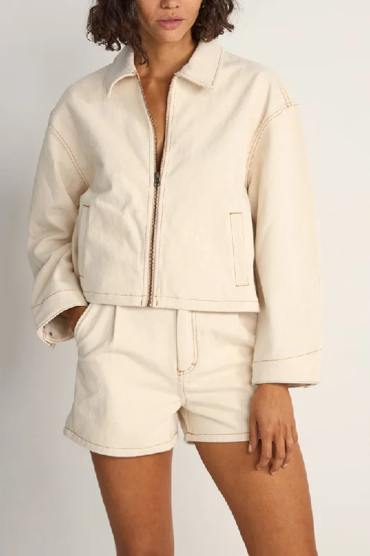 Rhythm Capri Cropped Jacket - NATURAL Snapped Jacket Toggled Jacket Drawstring Jacket Rhythm Capri Cropped Jacket - NATURAL Snapped Jacket Toggled Jacket Drawstring Jacket