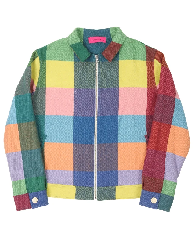 Cashmere Plaid Jacket Snapped Jacket Toggled Jacket Drawstring Jacket