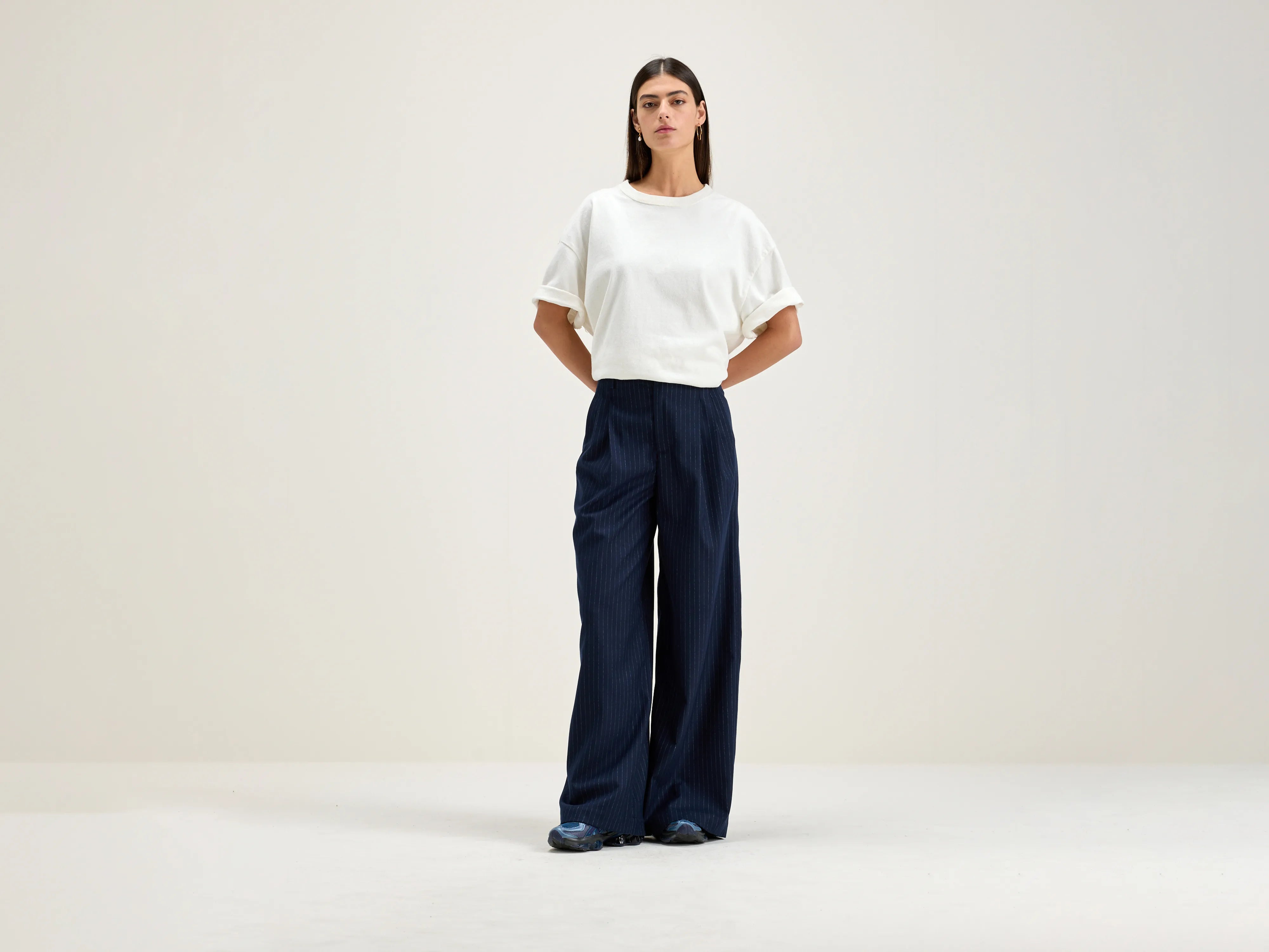 Volkert wide tailored trousers (242 / W / STRIPE A) Trousers Modern Contemporary