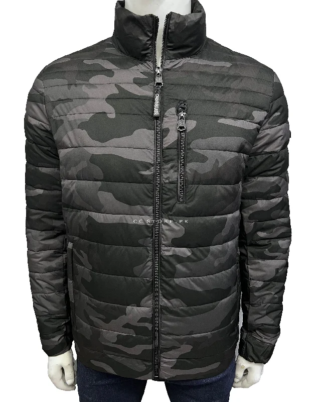 CK Camouflage Puffer Jacket with Front Pocket Detail Jacket Blazer Coat
