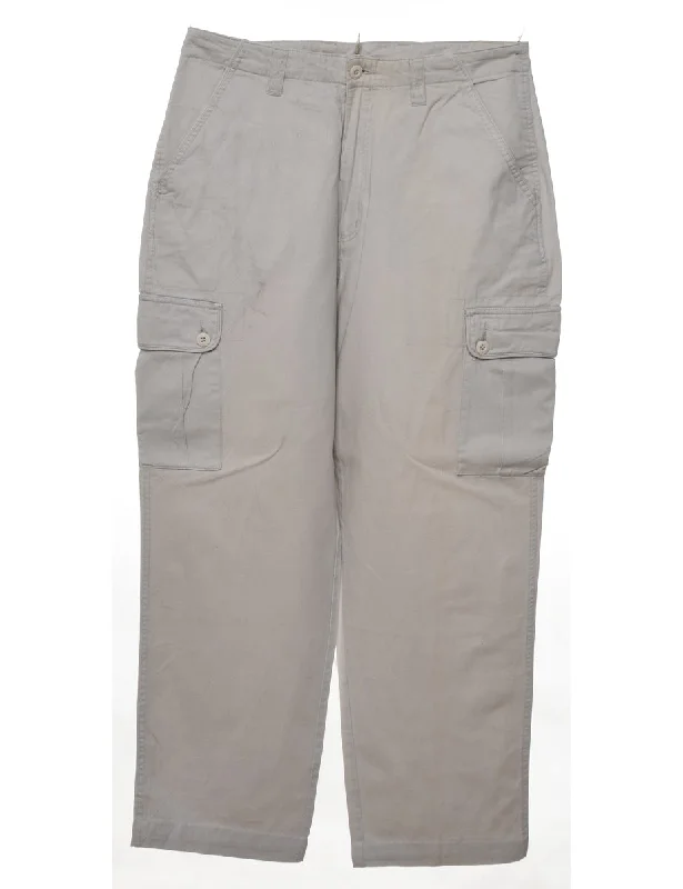 Beige Cropped Y2K Style Cargo Trousers - W32 L28 Trousers versatile functional