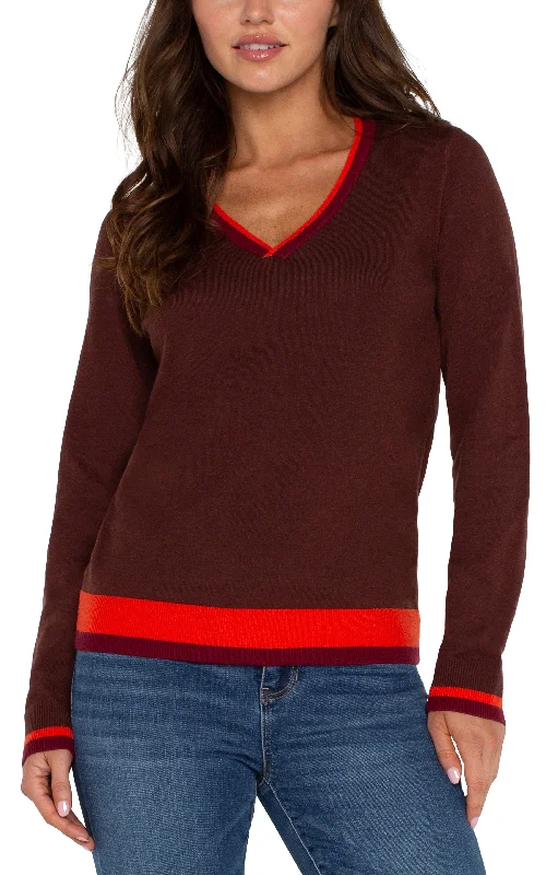 LONG SLEEVE COLORBLOCK SWEATER Print Jacquard Patchwork